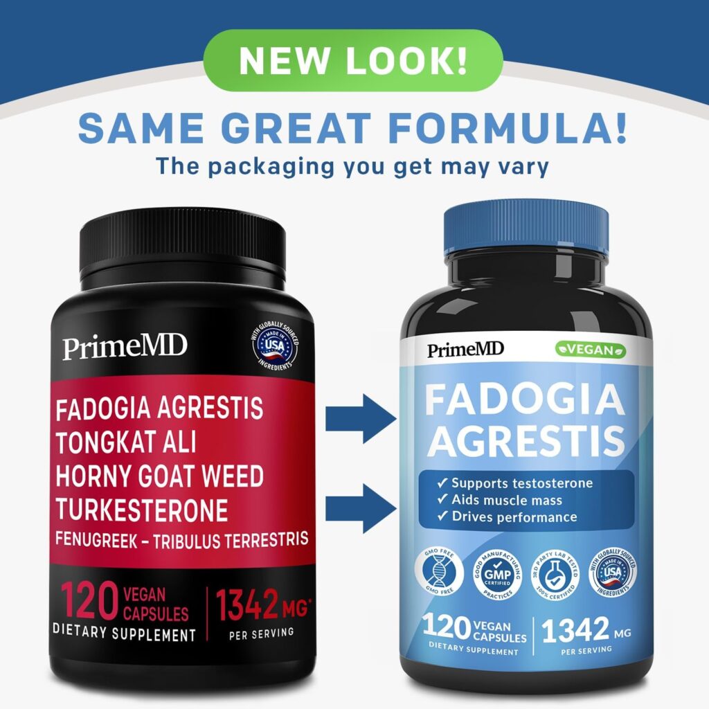 PrimeMD 12-in-1 Fadogia Agrestis and Tongkat Ali for Men - Testosterone Supplement for Men with Horny Goat Weed - Mens Health Supplement for Overall Well-Being with 1342mg Per Serving (120 Capsules)