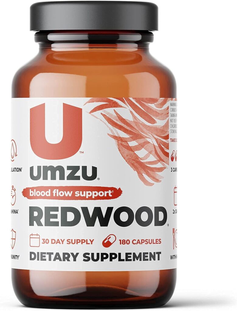 UMZU Redwood Blood Flow Nitric Oxide Supplement for Men  Women, Blood Pressure, Circulation, Stamina, Energy (30 Day Supply | 180 Capsules)