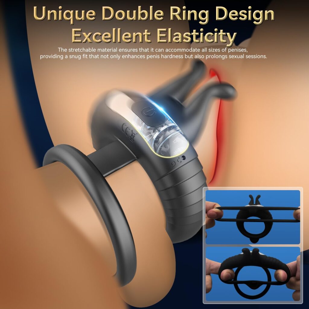 Vibrating Cock Ring Adult Sex Toys with Clitoral Vibrator, Silicone Penis Ring Remote Control Vibrators with 10 Vibration Modes, Waterproof Male Sex Toys for Men Couples Cock Rings Adult Toys