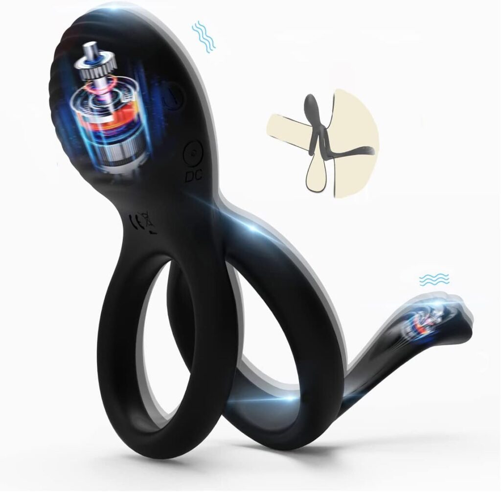 Vibrating Cock Ring, Couple Vibrator Toys Silicone Penis Ring with 7 Vibration Mode Clitoral Stimulator Mens Vibrator, G Spot Clitoral Vibrator for Women Couple, Adult Sex Toys for Couple Sex Pleasure