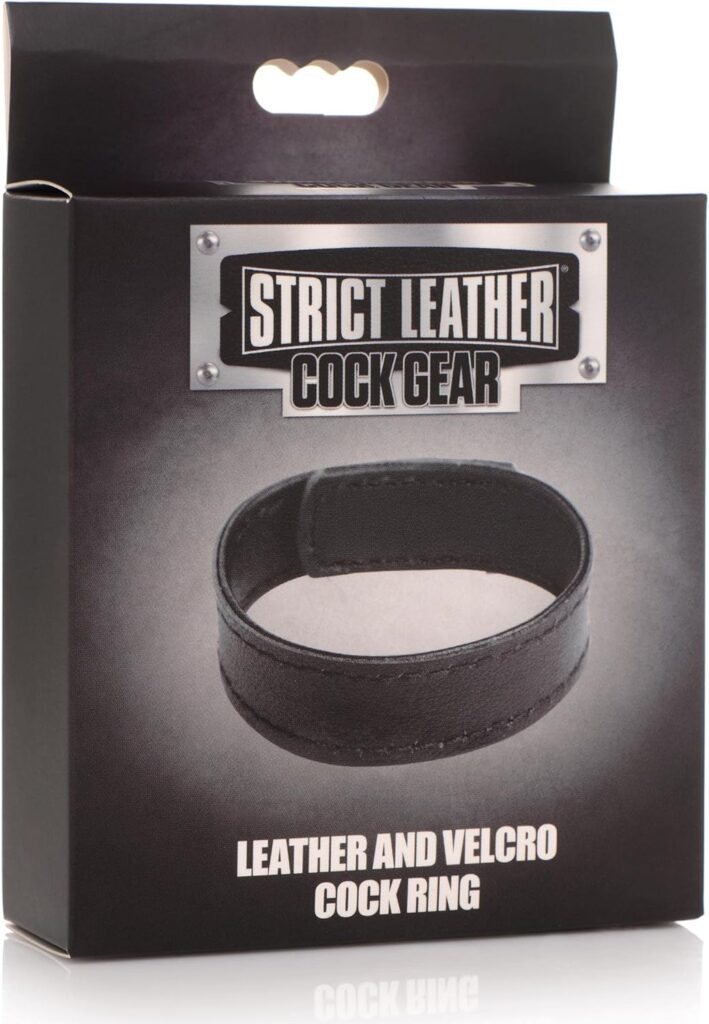 XR PLAY HARD. Strict Leather Cock Ring Black Leather Closure Penis Ring for Men or Couples, Harder Longer Erection Enhancer, Adjustable Cock Ring, Stay Hard Male Enhancement - Black (AG846)