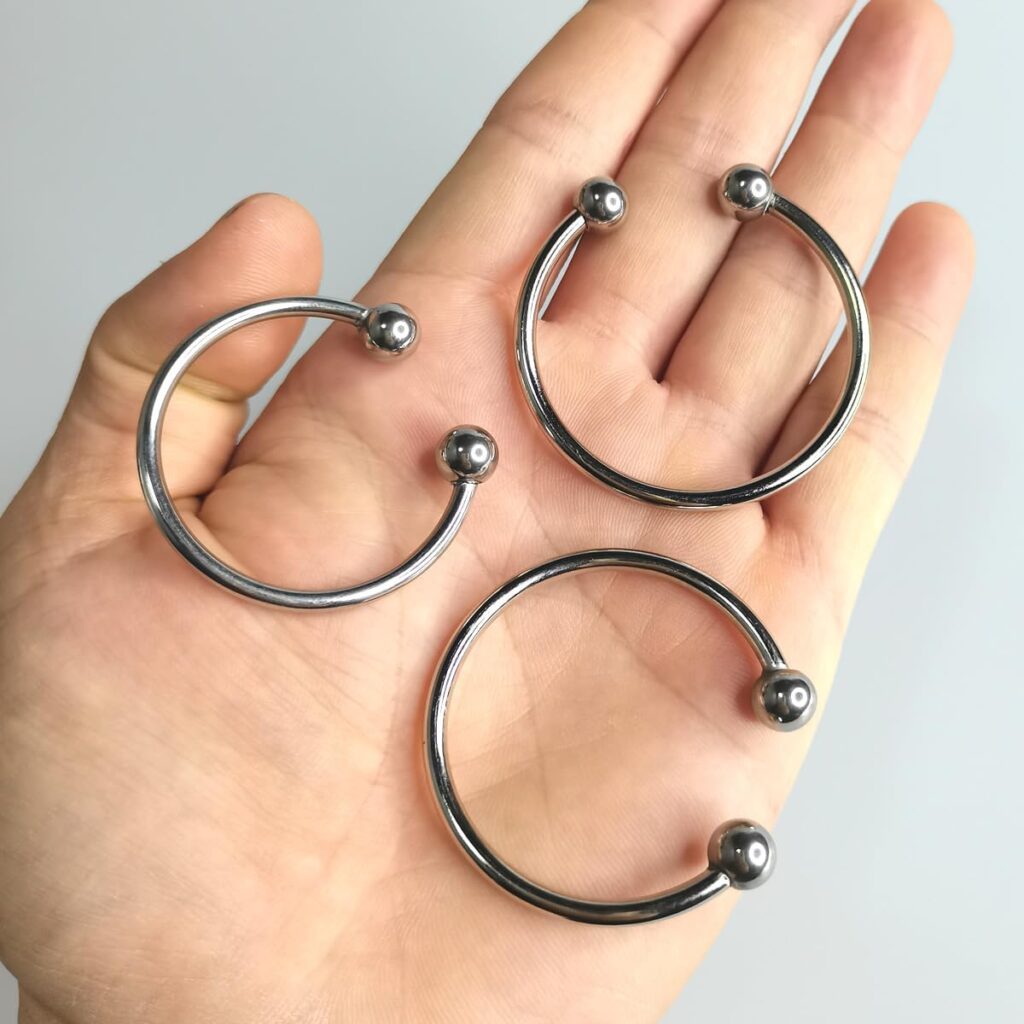 Stainless Steel Cock Ring 2 Beads Penis Ring Glans Stimulating Penis Opening Loop Sex Delay Ejaculating Toys for Men c