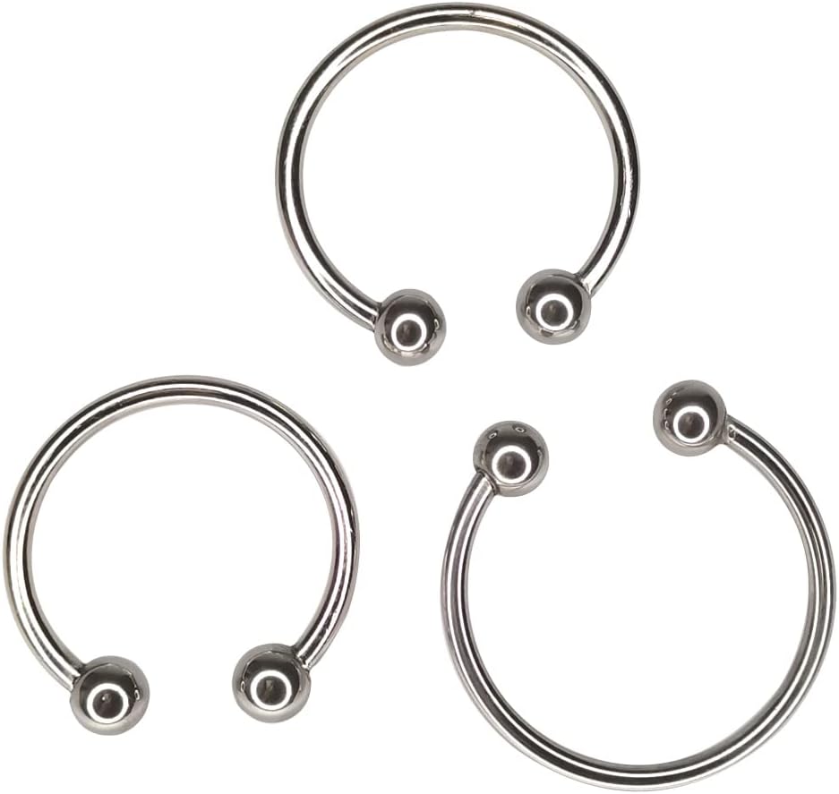 Stainless Steel Cock Ring 2 Beads Penis Ring Glans Stimulating Penis Opening Loop Sex Delay Ejaculating Toys for Men c