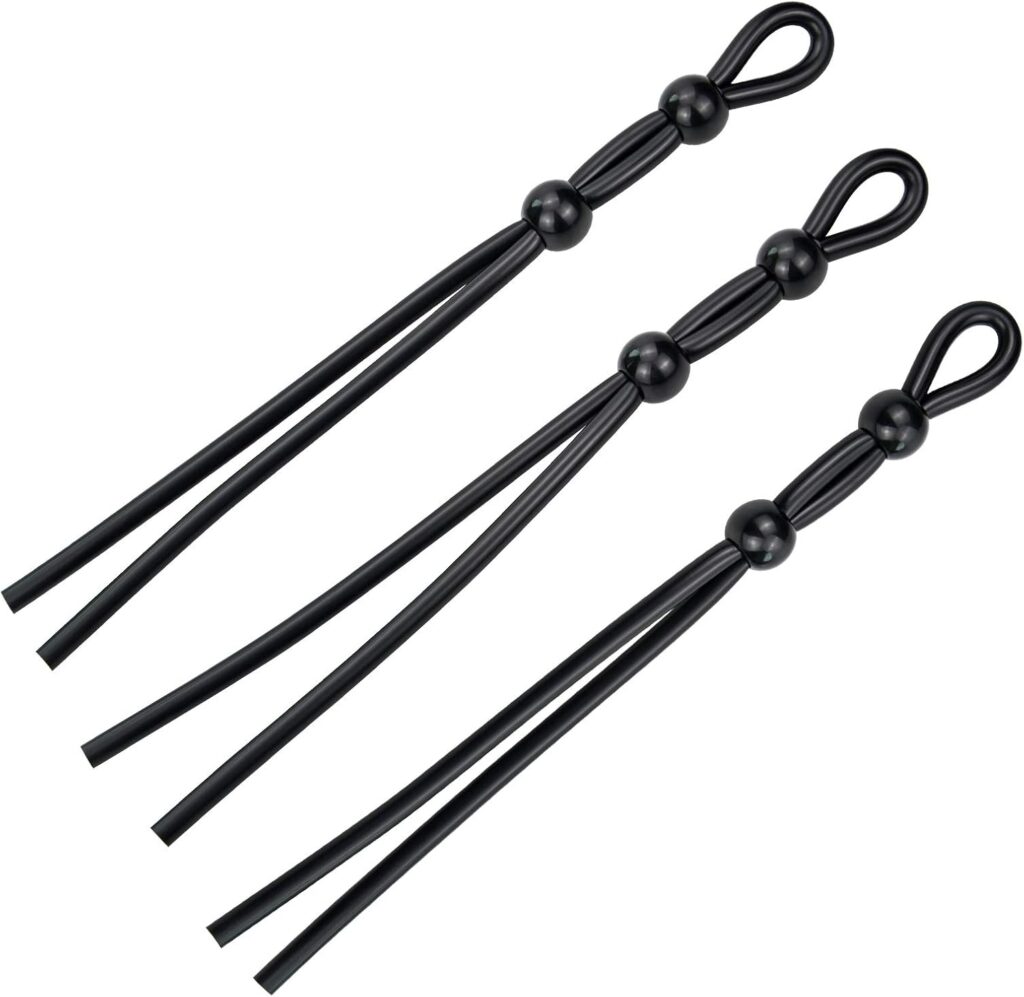 Adjustable Cock Ring Set, 3 Pcs Penis Ring with 2 Lock Loop Erection Enhancing Lasso Tie, Sex Toys for Men