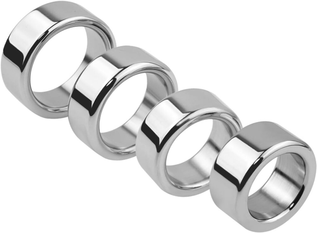 7 Size Male Metal Stainless Steel Penis Lock Cock Ring Set Ball Stretcher Delay Time Penis Ring Testicles Sex Toy for Man (Color : Inner Dia 22mm, Size : Thickness 5mm)