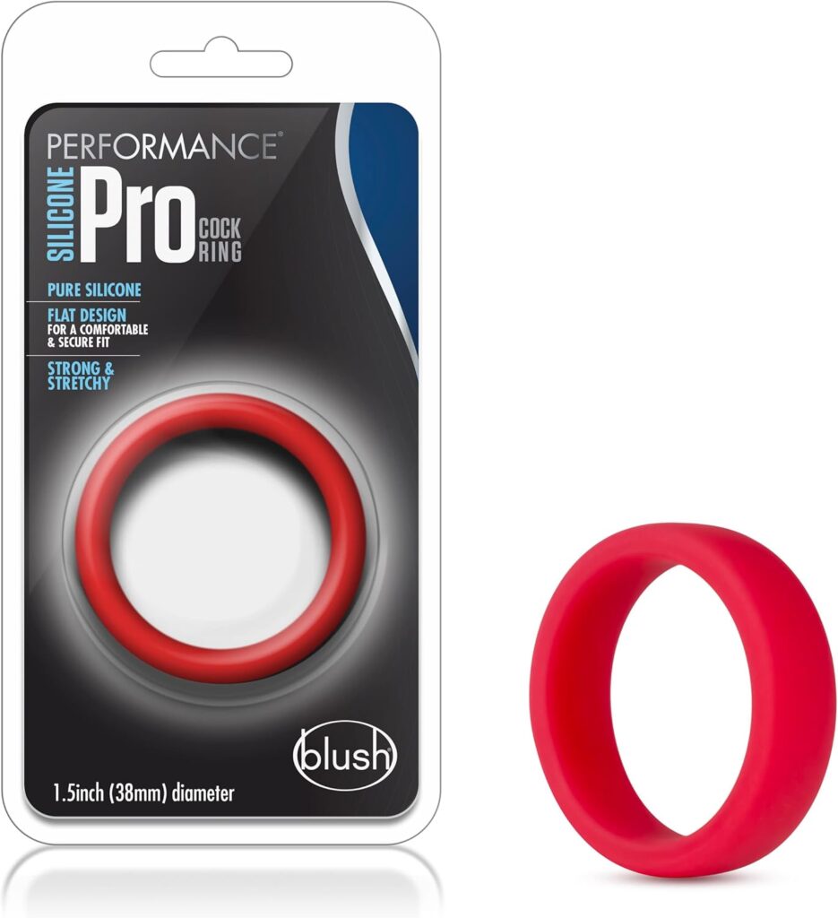 Blush Novelties Performance Silicone Pro Cock Ring - 1.5 Inch Width - Soft, Pliable for Secure Fit - Flat Design Will Not Roll - Silky Smooth UltraSilk Will Not Pinch - Sex Toy