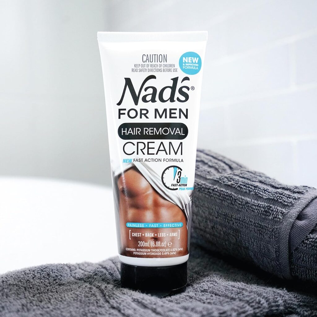 Nads For Men Hair Removal Cream, Painless Hair Removal For Men, Soothing Depilatory Cream For Unwanted Coarse Male Body Hair, 6.8 Fl Oz