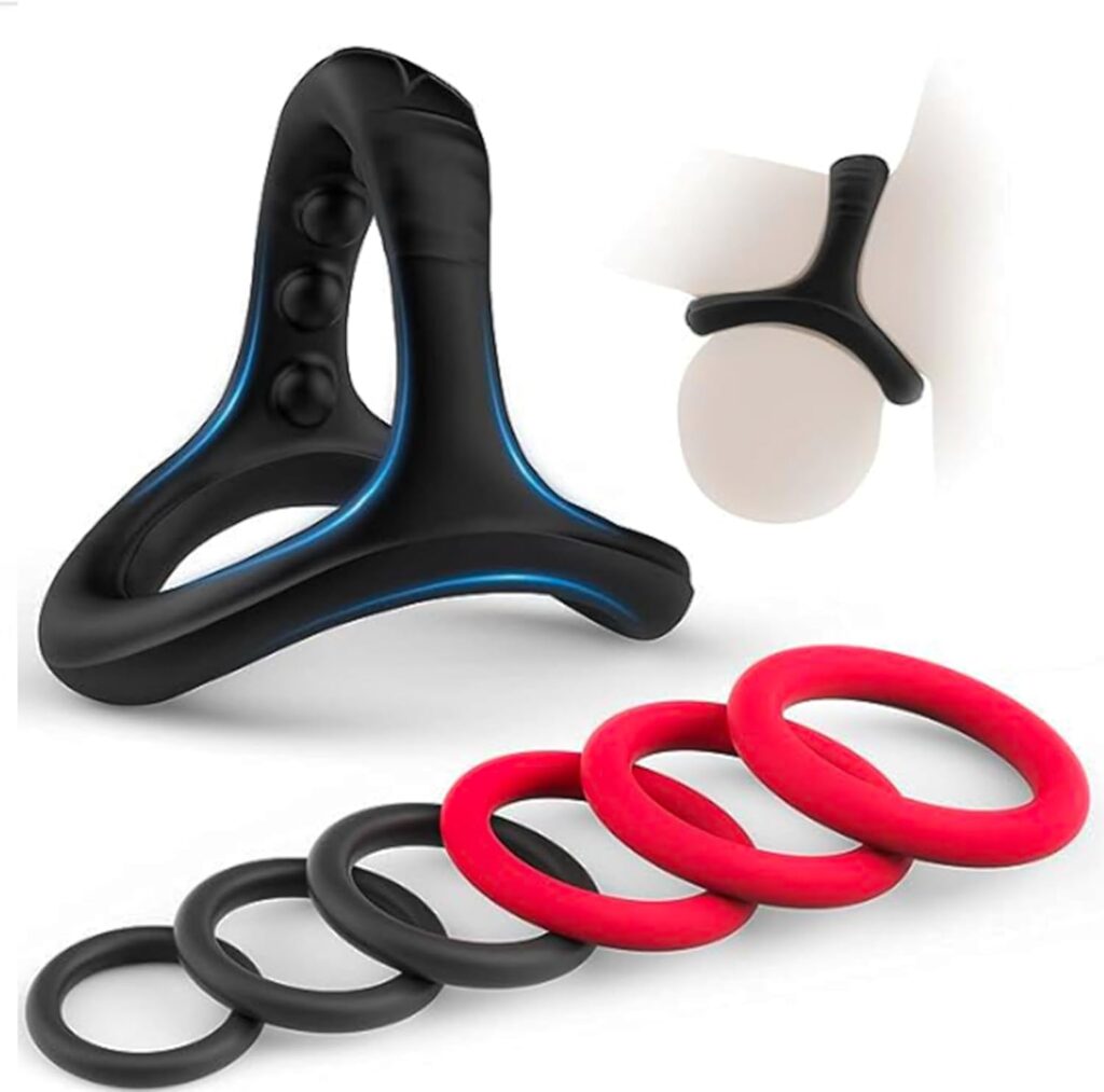 Silicone Cock/Penis Rings Set with for Erection Enhancing, Long Lasting Stronger Strechy Adult Sex Toys for Men or Couple Increase Clitoral Contact Stimulation