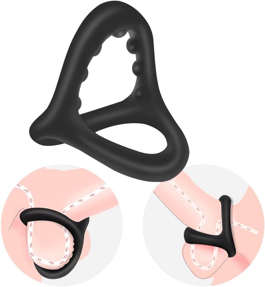 Silicone Cock/Penis Rings Set with for Erection Enhancing, Long Lasting Stronger Strechy Adult Sex Toys for Men or Couple Increase Clitoral Contact Stimulation