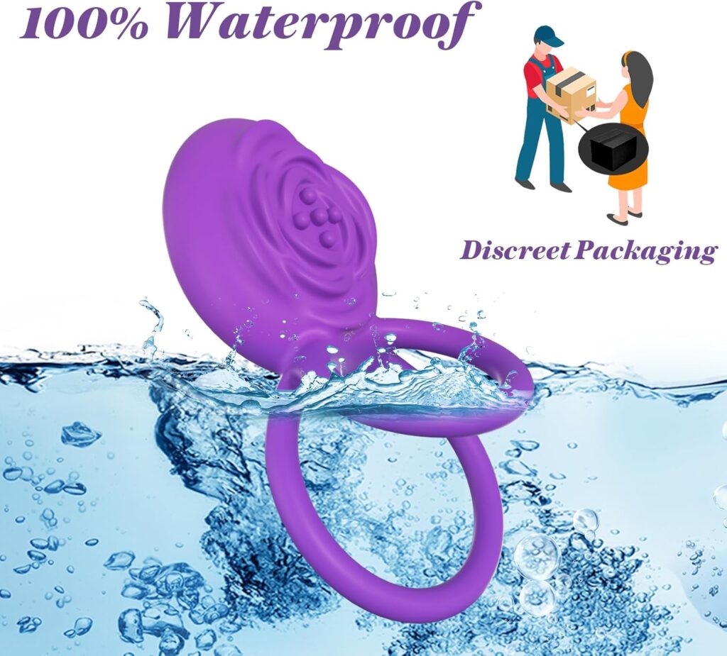 Vibrating Cock Ring with Rose Clitoral Stimulator, Pleasure Penis Ring Vibrator Couples Adult Sex Toys for Men Women, YUKZEN APP Controlled 10 Vibrations Male Couple Sex Toy, Vibrators for Men