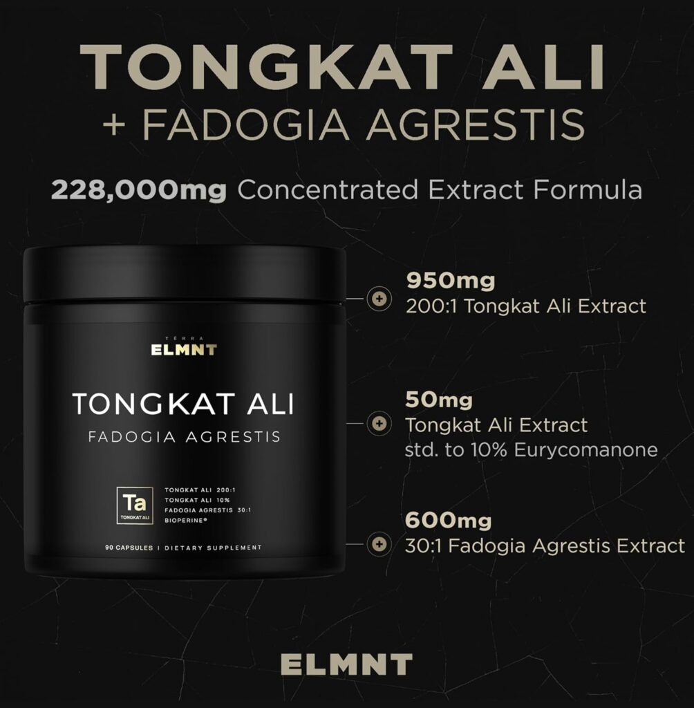 228,000mg 200x Strength Tongkat Ali for Men w. 30x Fadogia Agrestis Extract - 10% Eurycomanone Highest Potency Longjack Fadogia Agrestis Tongkat Ali Supplement - Muscle Growth Support Pills for Men