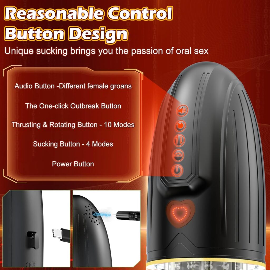 Automatic Thrusting Sucking Rotating Male Masturbator, Adult Electric Pocket Pussy Sleeve Vagina Stroker Blowjob Toys Stimulator with 10 Modes, Penis Pump Trainer Adult Male Sex Toys  Games for Men
