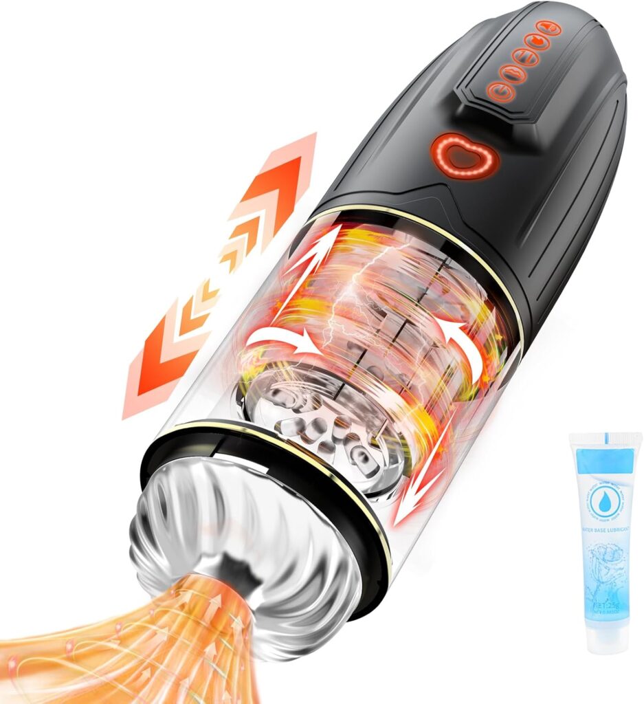 Automatic Thrusting Sucking Rotating Male Masturbator, Adult Electric Pocket Pussy Sleeve Vagina Stroker Blowjob Toys Stimulator with 10 Modes, Penis Pump Trainer Adult Male Sex Toys  Games for Men