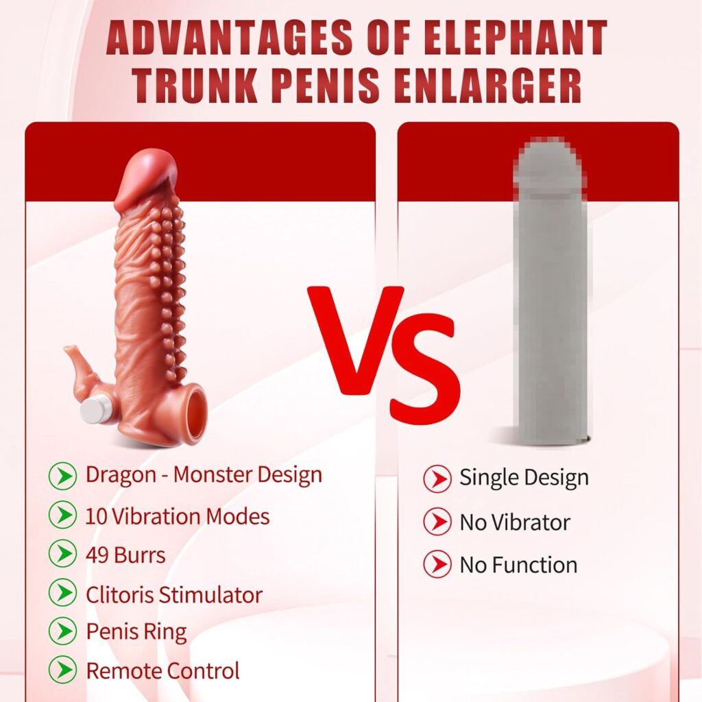 Penis Sleeve Cock Sleeve Vibrator - 5 IN 1 Male Sex Toys Elephant Trunk Vibrators Cock Ring with 10 Vibrating  Licking Modes Pennis Extender with Clitoral Stimulator, Adult Sex Toys for Men  Couples