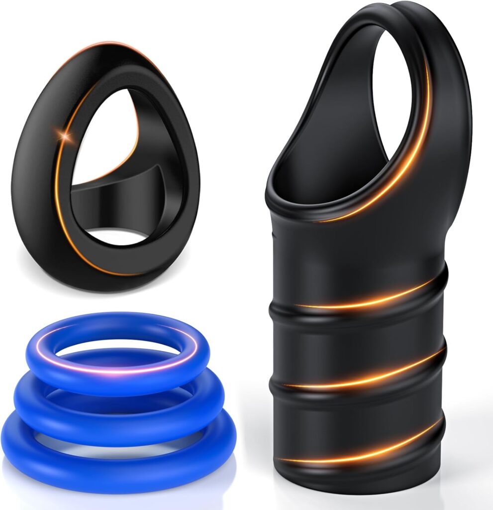 Sex Toys Penis Ring Set - Adult Toys 5pcs, Penis Sleeve Conjoined Cockring Sex kit Sex Toy, Cock Sleeve Penis Stretcher for Men Erection Sex, Penis Sex Toy for Men Couple Sex Pleasure