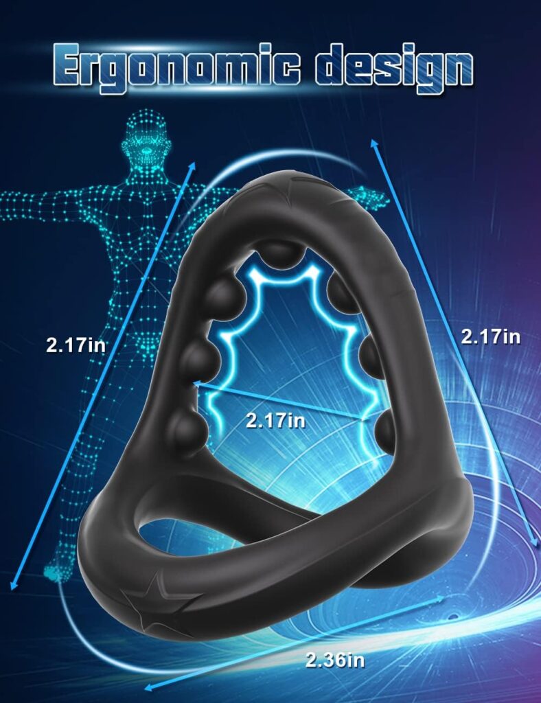 Silicone Cock Ring, EROGENOUS 3 in 1 Ultra Soft Penis Rings for Erection Enhancing, Triangular Cock Rings with Massage Beads, Adult Sex Toys  Games Male Sex Toys for Men Couple (X-Large)