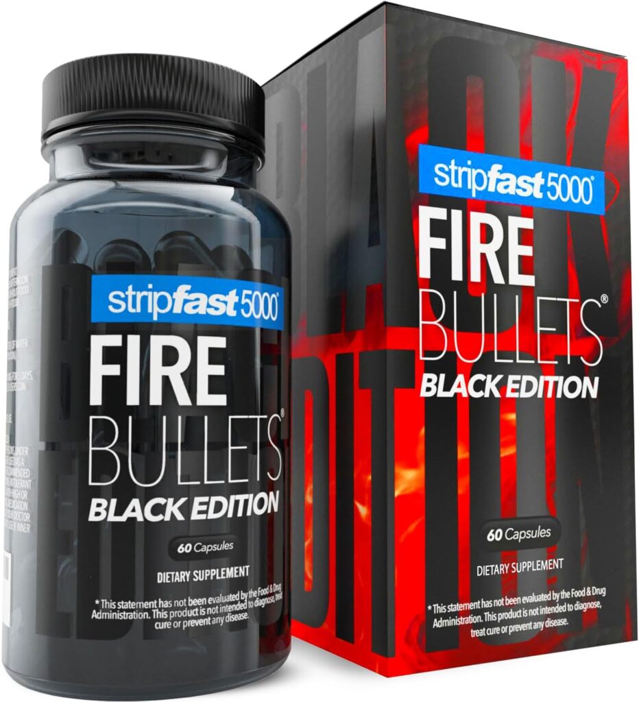 stripfast5000 Fire Bullets Max Strength Black Edition for Women and Men, 60 Count (Pack of 1)