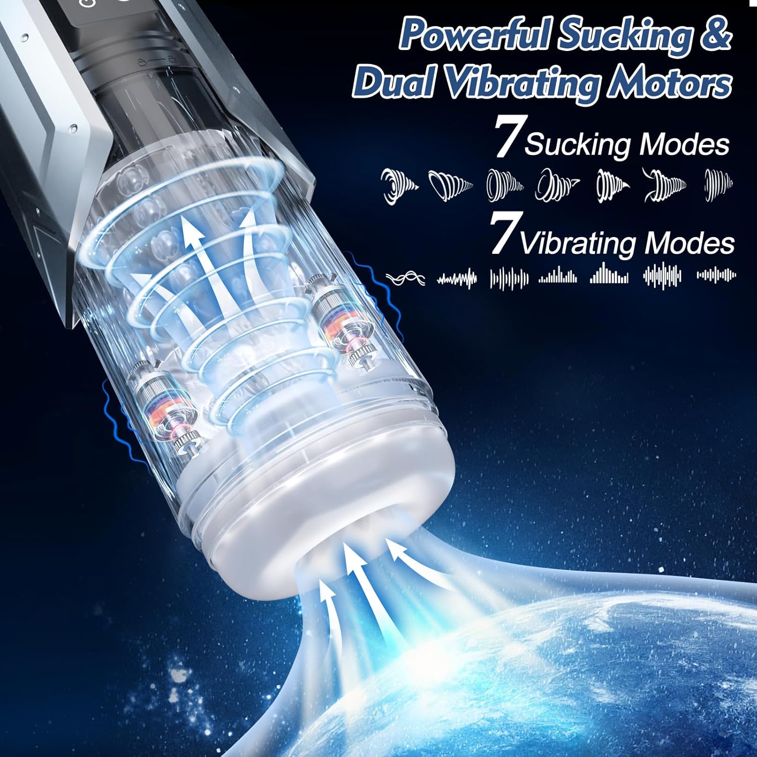 Automatic Male Masturbator Sex Toys for Men - Penis Pump Male Sex Toys Pocket Pussy with 7 Sucking Vibrating Thrusting Rotating Modes, 3D Realistic Textured 100% Waterproof Blowjob Sex Toy Stroker