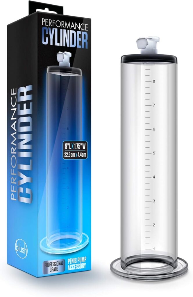 Blush Novelties Acrylic Penis Pump Cylinder, 1.75 Inch x 9 Inch - Laser Etched Measurements - Replacement Vacuum Tube for Nterchange Compatible Performance Collection Pump Systems - Male Sex Toys