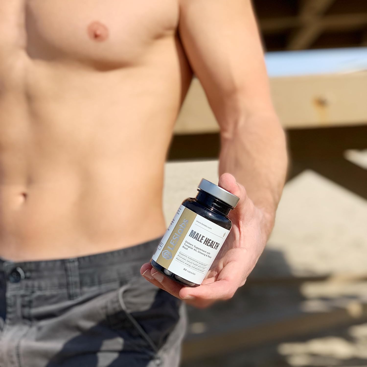 LES Labs Male Health – Enhance Hormone Production, Strength  Vitality, Drive  Endurance – Tongkat Ali, Ginseng, Maca  Boron – Non-GMO Supplement – 60 Capsules
