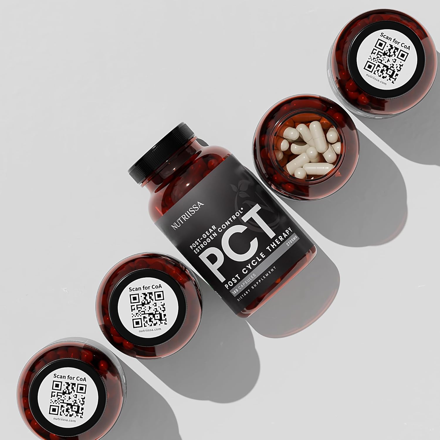 Nutriissa PCT - Premium Testosterone Support  Estrogen Control - EPEB Certified for Purity  Potency - 200:1 Tongkat Ali  Fadogia Agrestis - Vegan, 180 Capsules