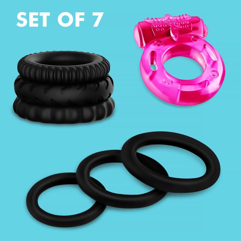 Penis Ring Set, Silicone Cock Rings 3 Different Sizes and 3 Different Shape for Male Erection Enhancing, Long Lasting Stronger Men Sex Toy, Stretchy Penis Rings Adult Sex Toys for Men or Couple
