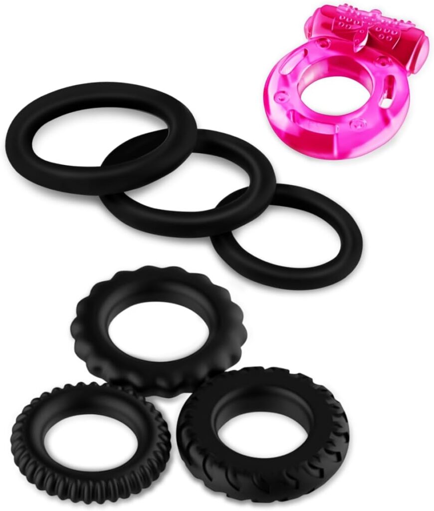Penis Ring Set, Silicone Cock Rings 3 Different Sizes and 3 Different Shape for Male Erection Enhancing, Long Lasting Stronger Men Sex Toy, Stretchy Penis Rings Adult Sex Toys for Men or Couple
