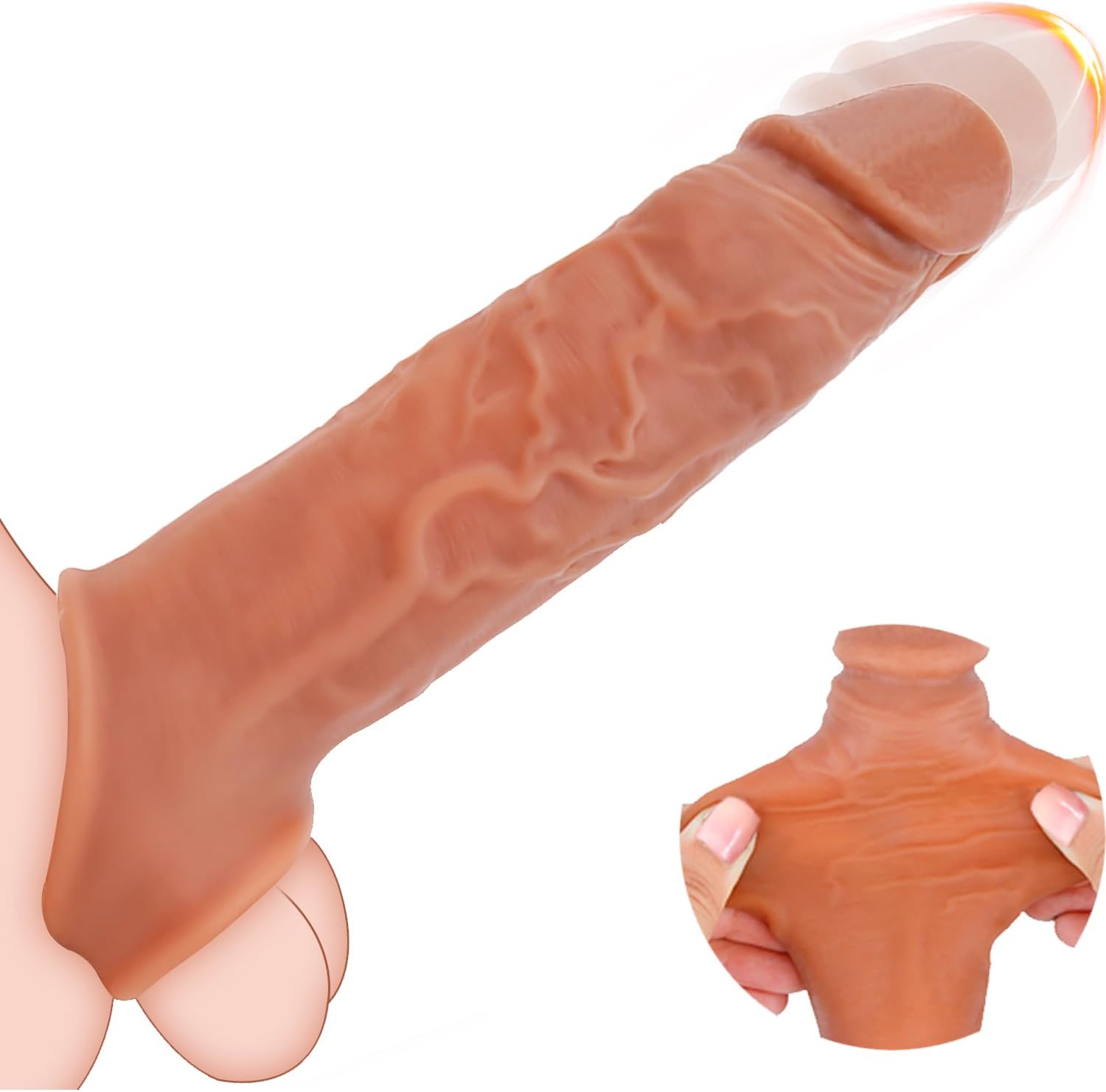 Penis Sleeve Extender Enlarger, Ultra -Stretchy Soft Material  Ball Stretcher Suitable for All to Extend Male Stamina of Cock Sleeve Extenders for Thicken, Reusable Condom Sex Toy for Men Couples