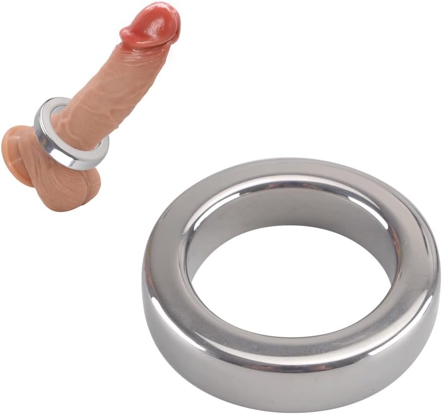 Stainless Steel Male Cock Ring Metal Penis Ring Delayed Ejaculation Weight-Bearing Exercise Delay Ring Sex Toys for Men, 5 Size for Choice (1.96 inch)
