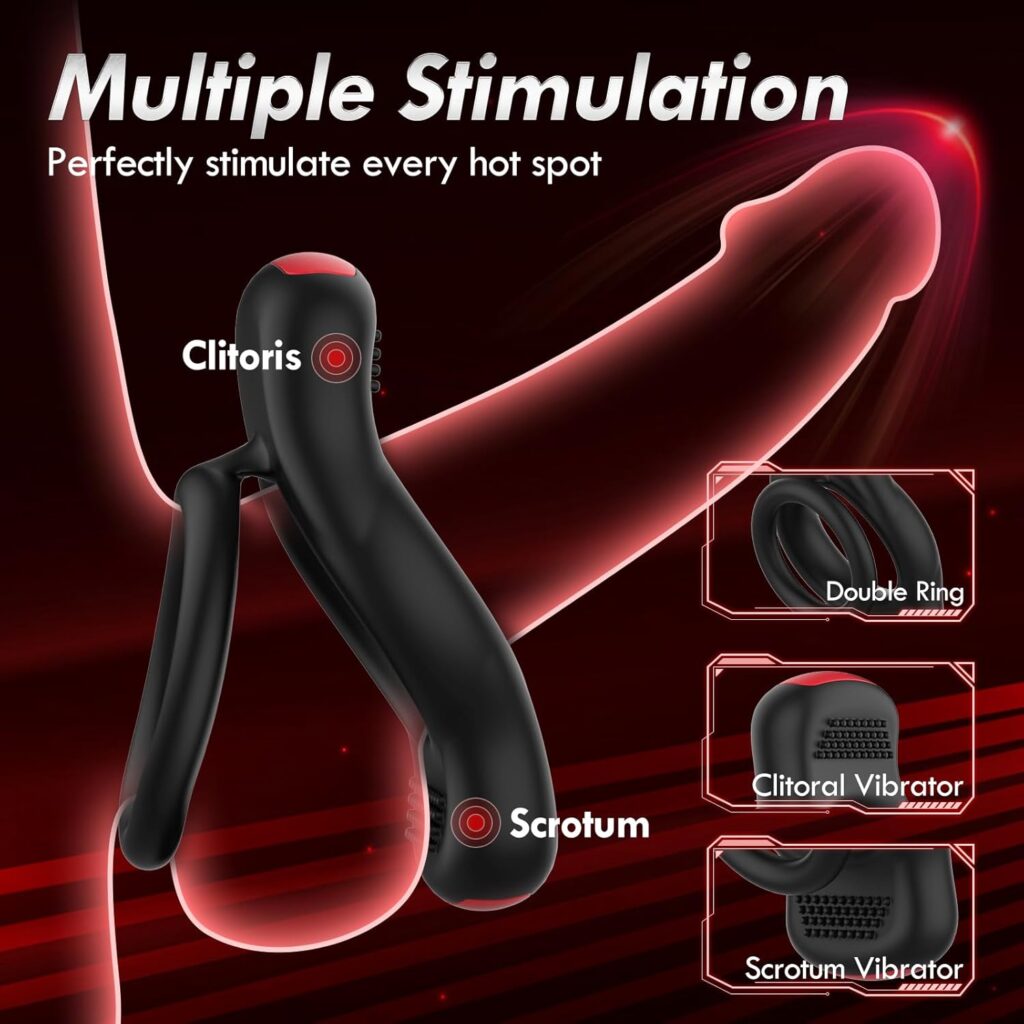 Vibrating Cock Ring with Clitoral Vibrator, 10 Vibration Modes Penis Ring Male Sex Toys for Men with App  Remote Control, Adult Couples Sex Toy Waterproof Medical Silicone Vibrators for Sex Game