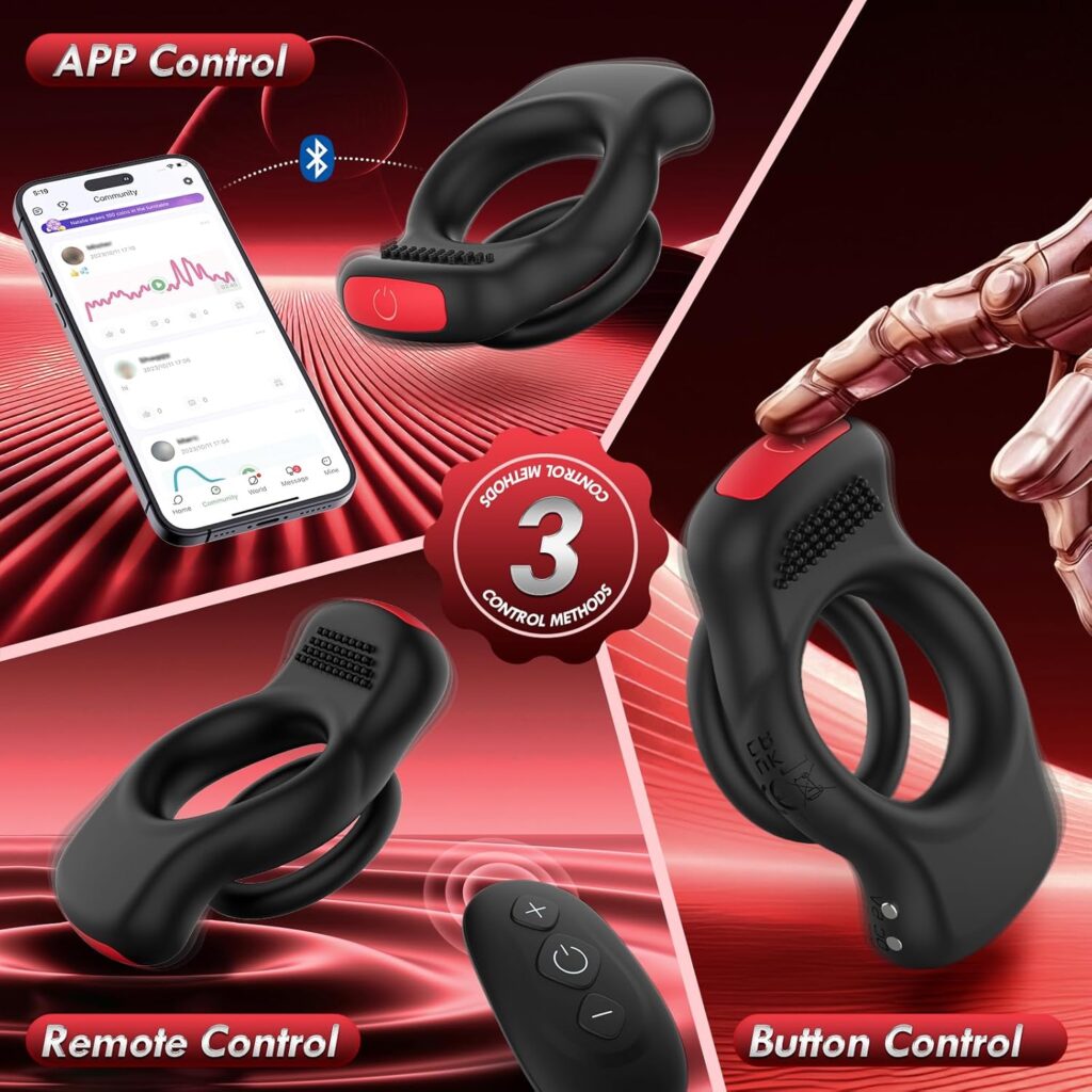 Vibrating Cock Ring with Clitoral Vibrator, 10 Vibration Modes Penis Ring Male Sex Toys for Men with App  Remote Control, Adult Couples Sex Toy Waterproof Medical Silicone Vibrators for Sex Game