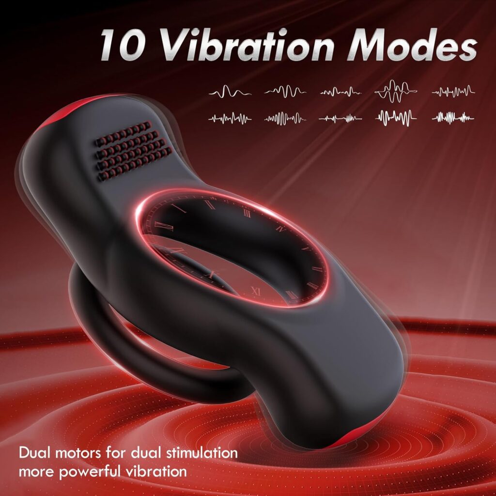 Vibrating Cock Ring with Clitoral Vibrator, 10 Vibration Modes Penis Ring Male Sex Toys for Men with App  Remote Control, Adult Couples Sex Toy Waterproof Medical Silicone Vibrators for Sex Game