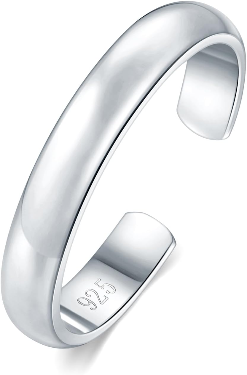 BORUO Toe Rings - Sterling Silver Band Ring - Stylish Toe Rings For Women - Sterling Silver Rings for Gifting - Chic 925 Sterling Silver Rings - Toe Rings For Women With Gift Bag, 2 mm, 3mm, 4mm