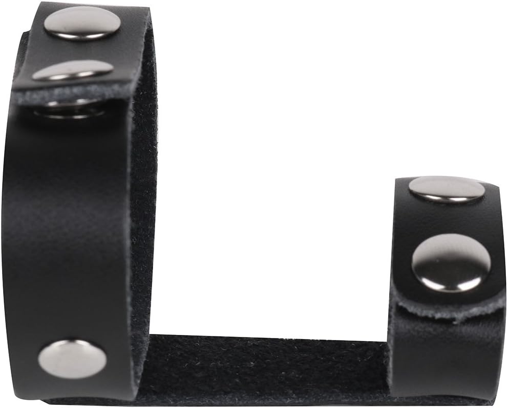 CHICTRY Mens Black Leather Ball Lifter C-Strap Mention Bracelet Double Ring Underwear