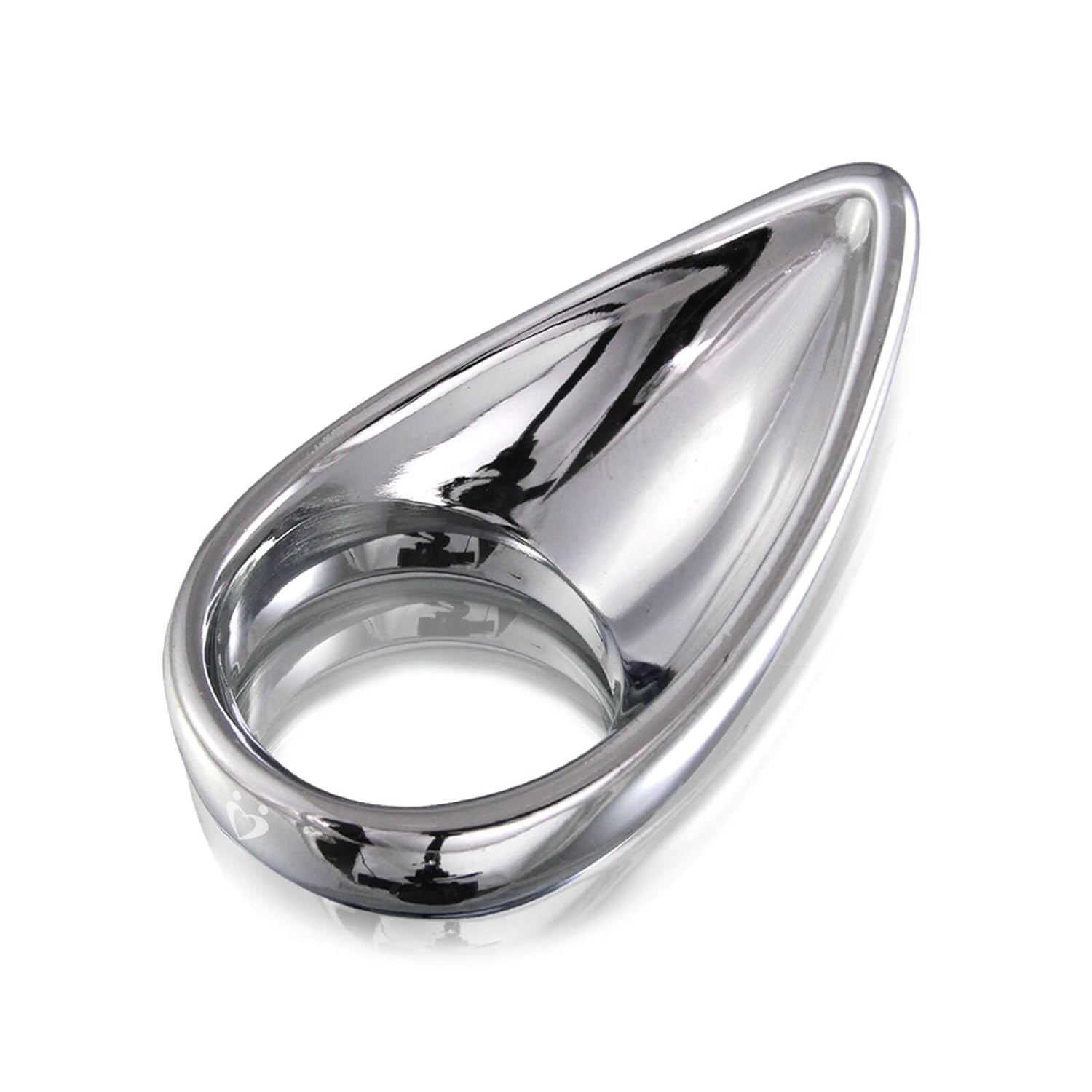 LeLuv 1.5 Inch Cock Ring Teardrop Chrome Metal Clit Perineum Massager