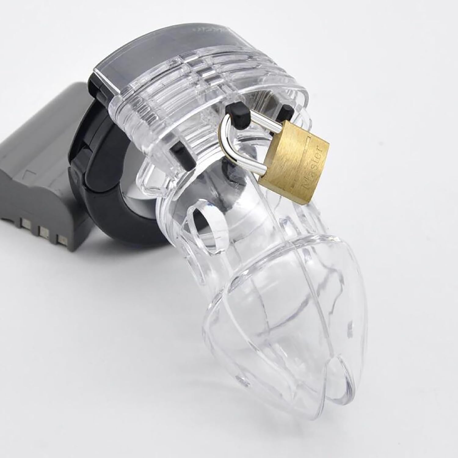 Male Cock Cage Chastity Device with Adjustable Snap Ring,Penis Lock with 4 Removable Rings Adult Sex Toys for Men Penis Bondage Gear Accessories (White)
