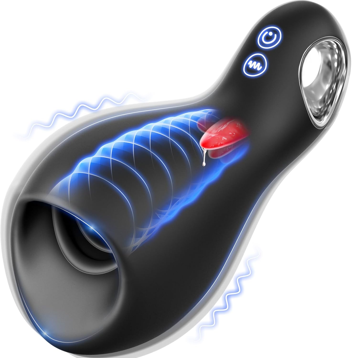 Male Sex Toys for Men Penis Vibrator - Sobtik Large Male Masturbator Stroker for Penis Training  Prolong Endurance, 10 Vibration  Tongue Licking Adult Toy with Loop-Handle Vibrators Sex Machine