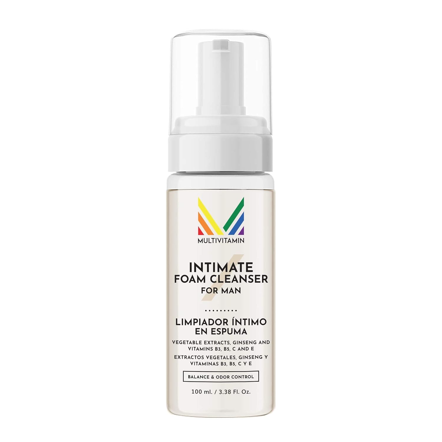 No Rinse Intimate Foam Cleanser for Men pH Balanced Vanilla Scent Gentle Daily Hygiene Hydrating with Essential Vitamins Pre Intimacy Post Workout Paraben Free Alcohol Free Fresh Feeling 3.4 fl oz