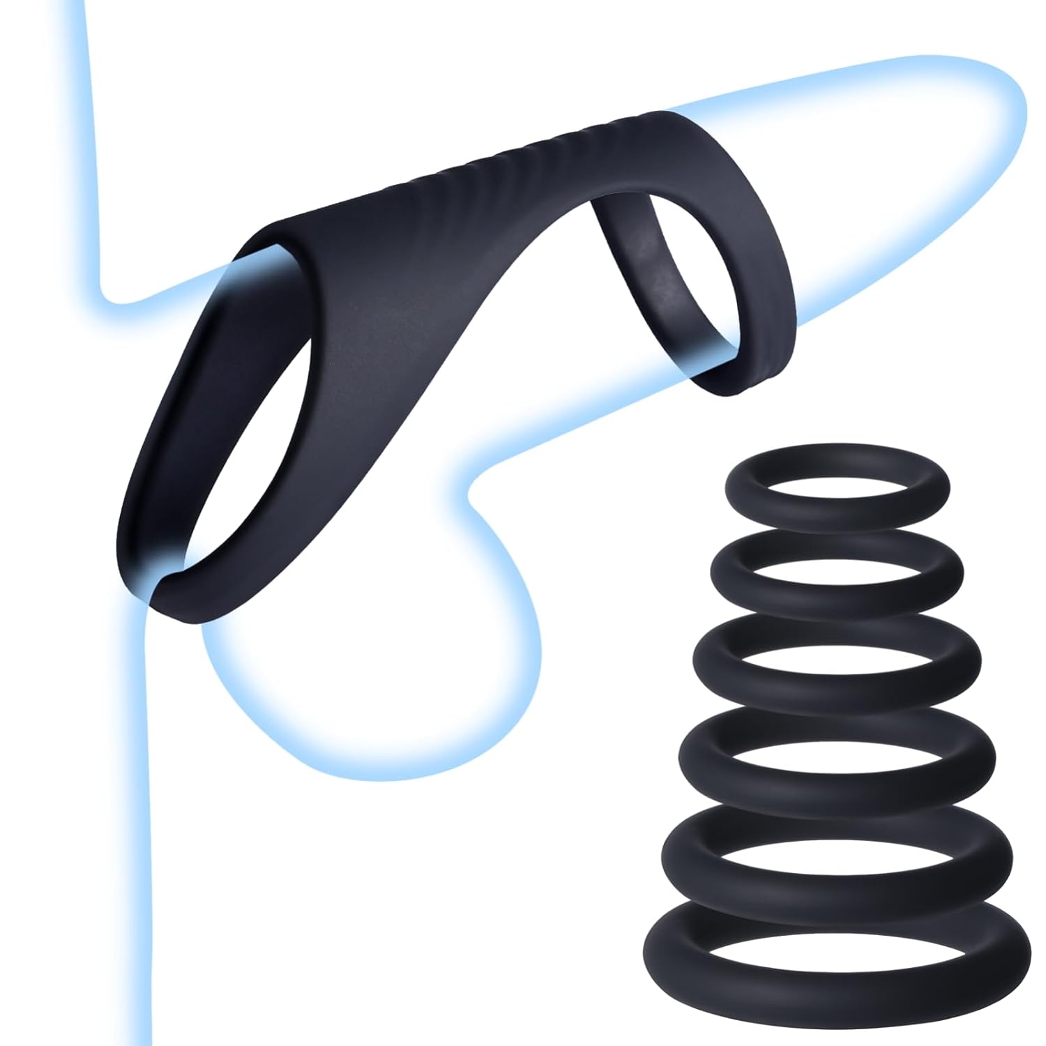 Penis Ring Set Sex Toys, 6Pcs Male Adjustable Cock Rings for Men Erection Sex, Longer Stronger Harder Cockring, Erection Enhancing Devices Pleasure for Couples