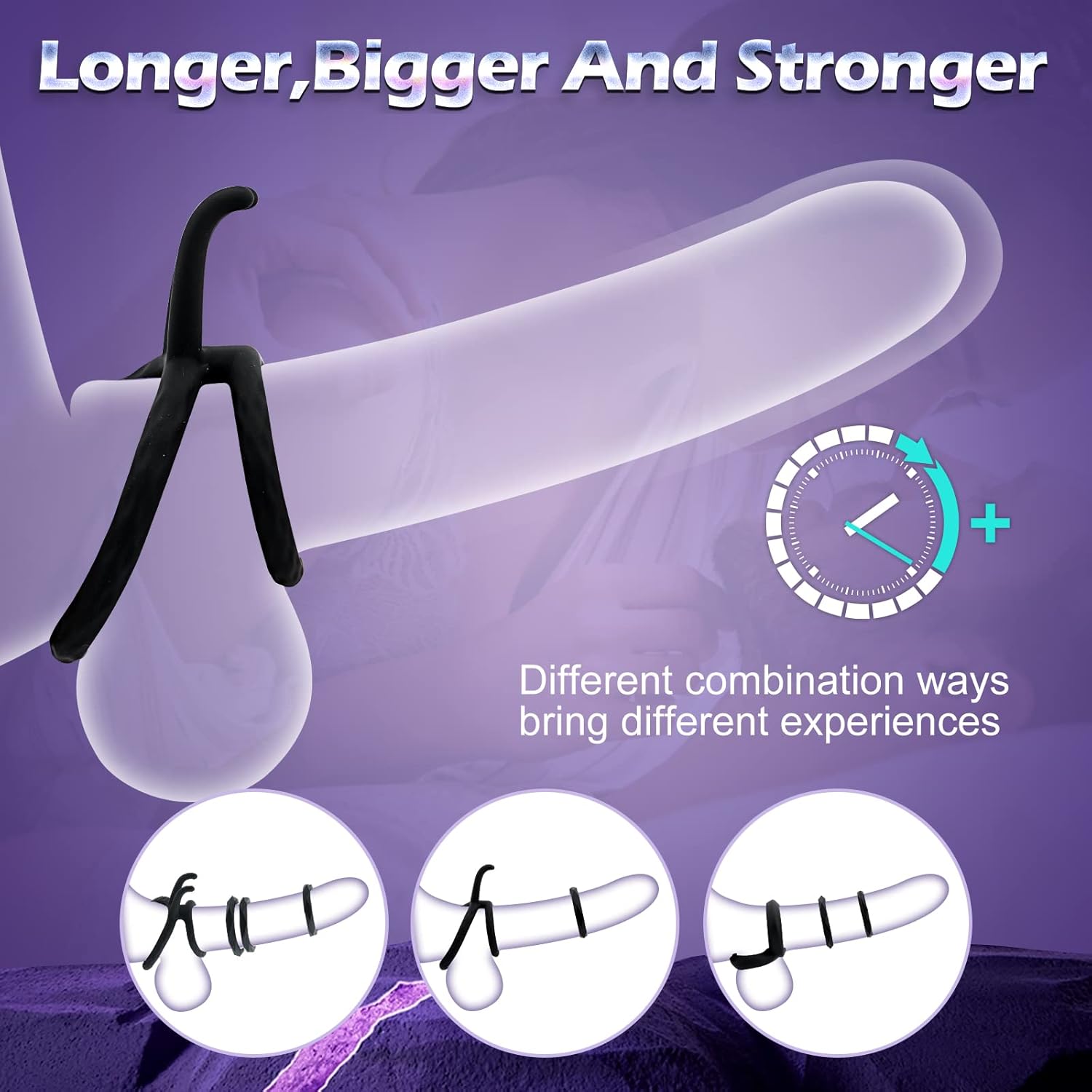 Silicone Penis Rings Set with 5 Different Sizes Cock Ring for Erection Enhancing,Fentinos Long Lasting Stronger Male Sex Toy, Strechy Medicial Safe Adult Sex Toys  Games for Men or Couple