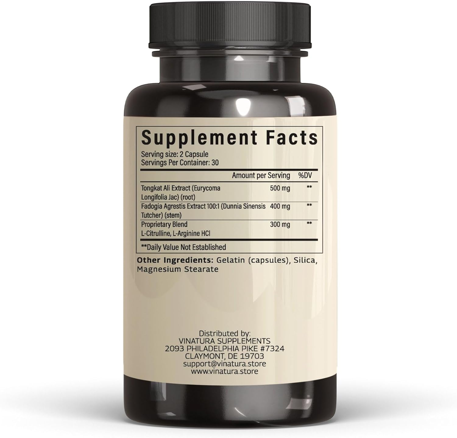 Tongkat Ali Fadogia Agrestis - 1200mg, Enhanced with Nitric Oxide Booster Supplement, Longjack Tongkat Ali for Men, *USA Made and Tested*, 60 Capsules
