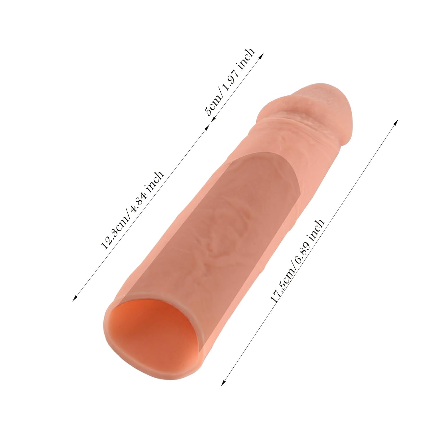 Ultra-Soft Silicone Penis Sleeve Extender - Super Stretchy Cock Penis Enlarge with Real Textured,Reusable Extension Sex Toy for Men  Couple,Flesh