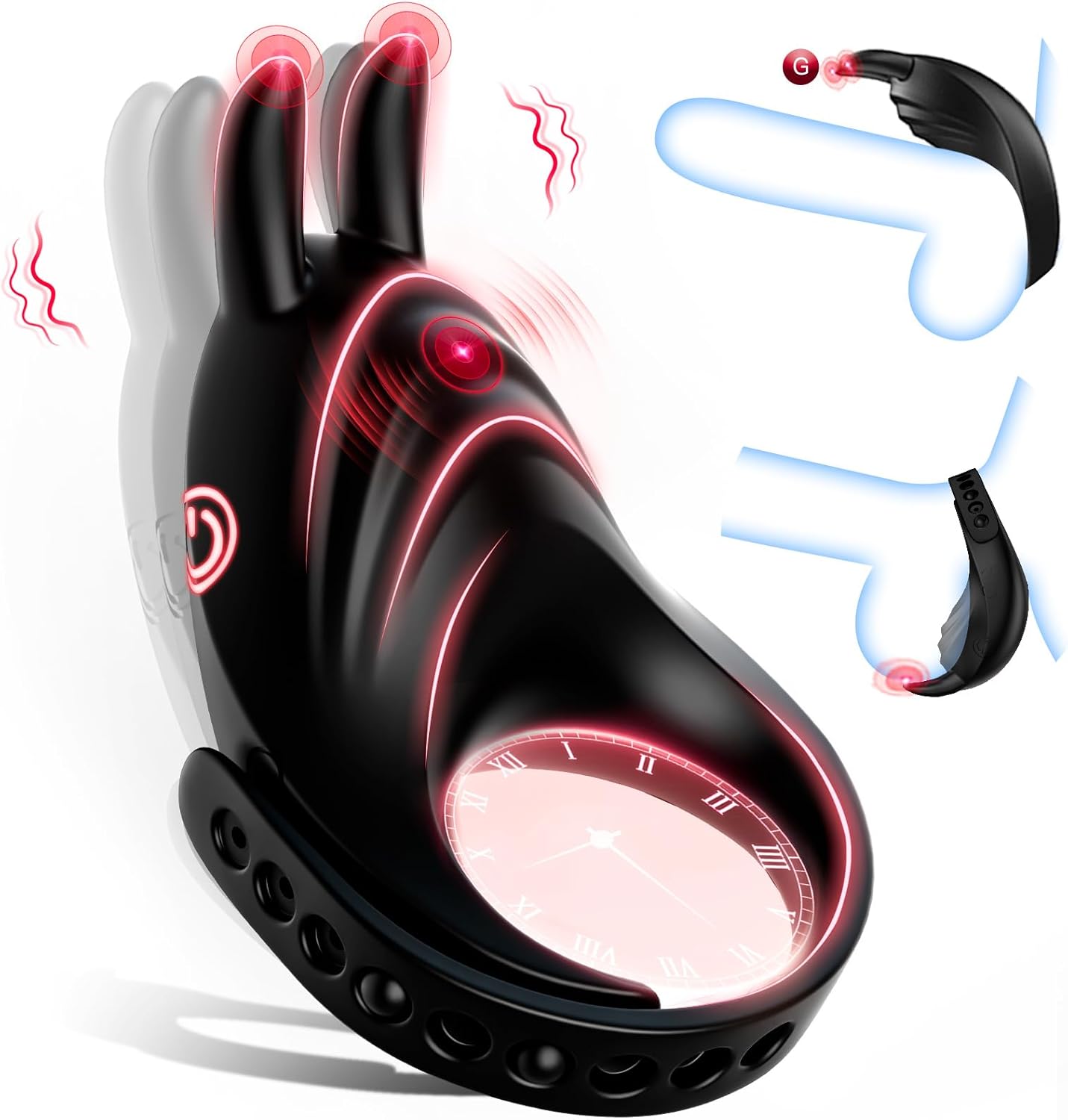 Vibrating Cock Ring Sex Toys for Men - Vibrating Penis Ring Adjustable Size Couples Male Sex Toys Clitoral Stimulator with 7 Vibration Modes, Rabbit Penis Ring Vibrator Couple Adult for Men