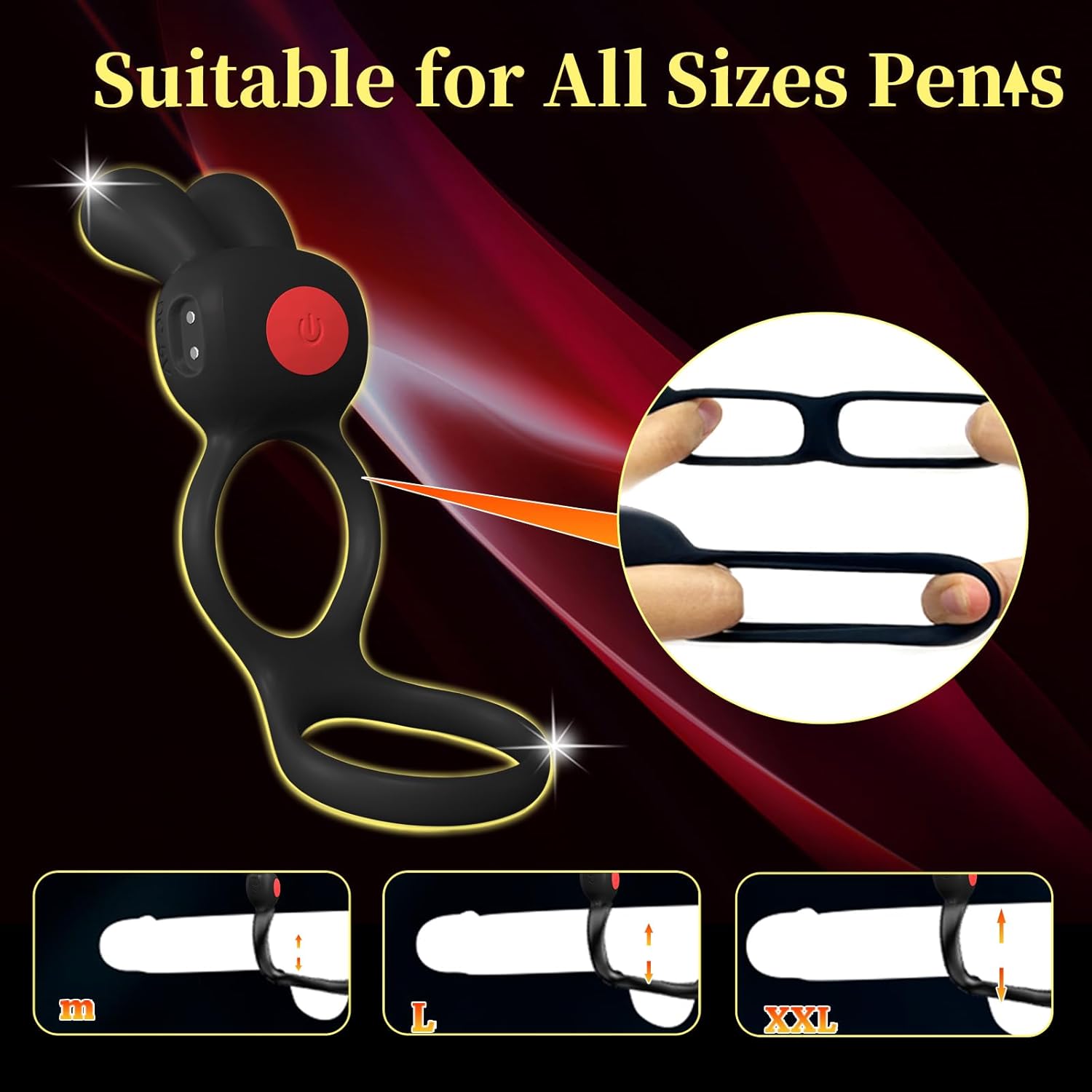 Vibrating Cock Ring with Bunny Ears, Dual Silicone Penis Ring Couple Male Vibrator Sex Toy for Clitoris Testicles Taint Stimulation, Adult Couples Sex Toys, Vibrators Rings for Men Couples Pleasure