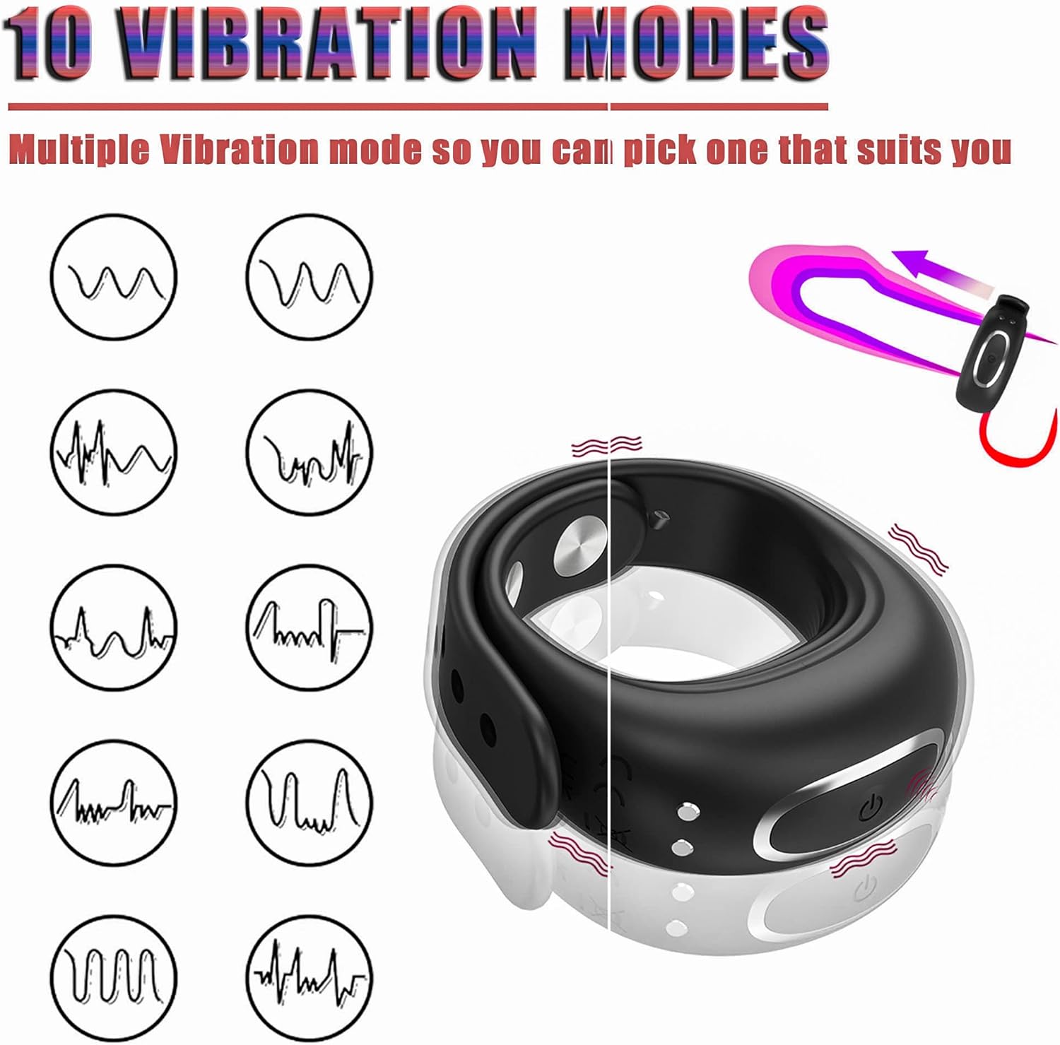 Adjustable Size Vibrating Cock Ring - Penis Ring App Controlled Vibrator for Men Longer Strong Vibrator, Remote Control Vibrator Male Sex Toys with 10 Vibration Modes, Adult Sex Toys  Games for Men
