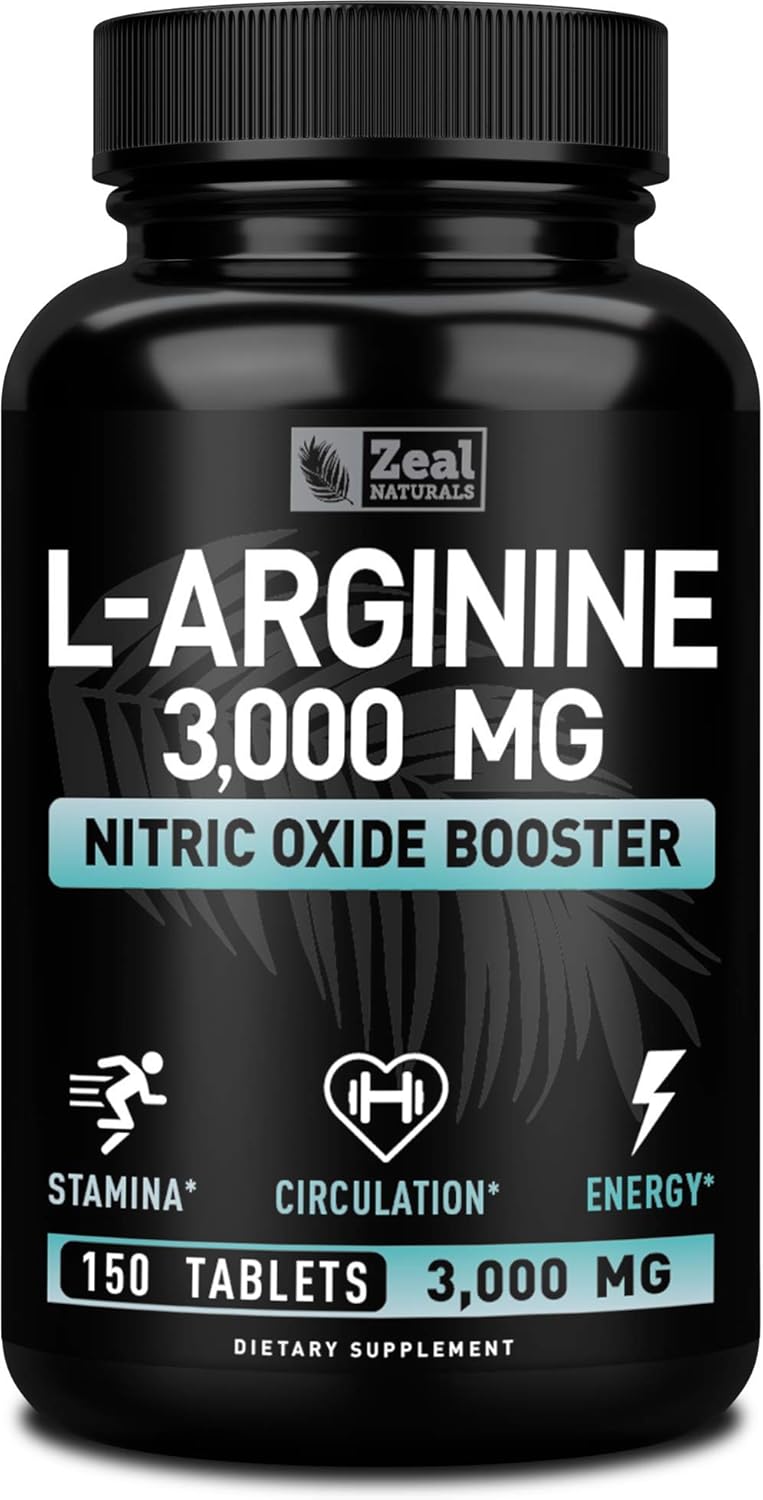 L Arginine 3000mg Capsules (150 Tablets | 1000mg) Maximum Dose L-Arginine Nitric Oxide Supplement for Supporting Muscle Growth, Vascular Function and Energy - Nitric Oxide Booster