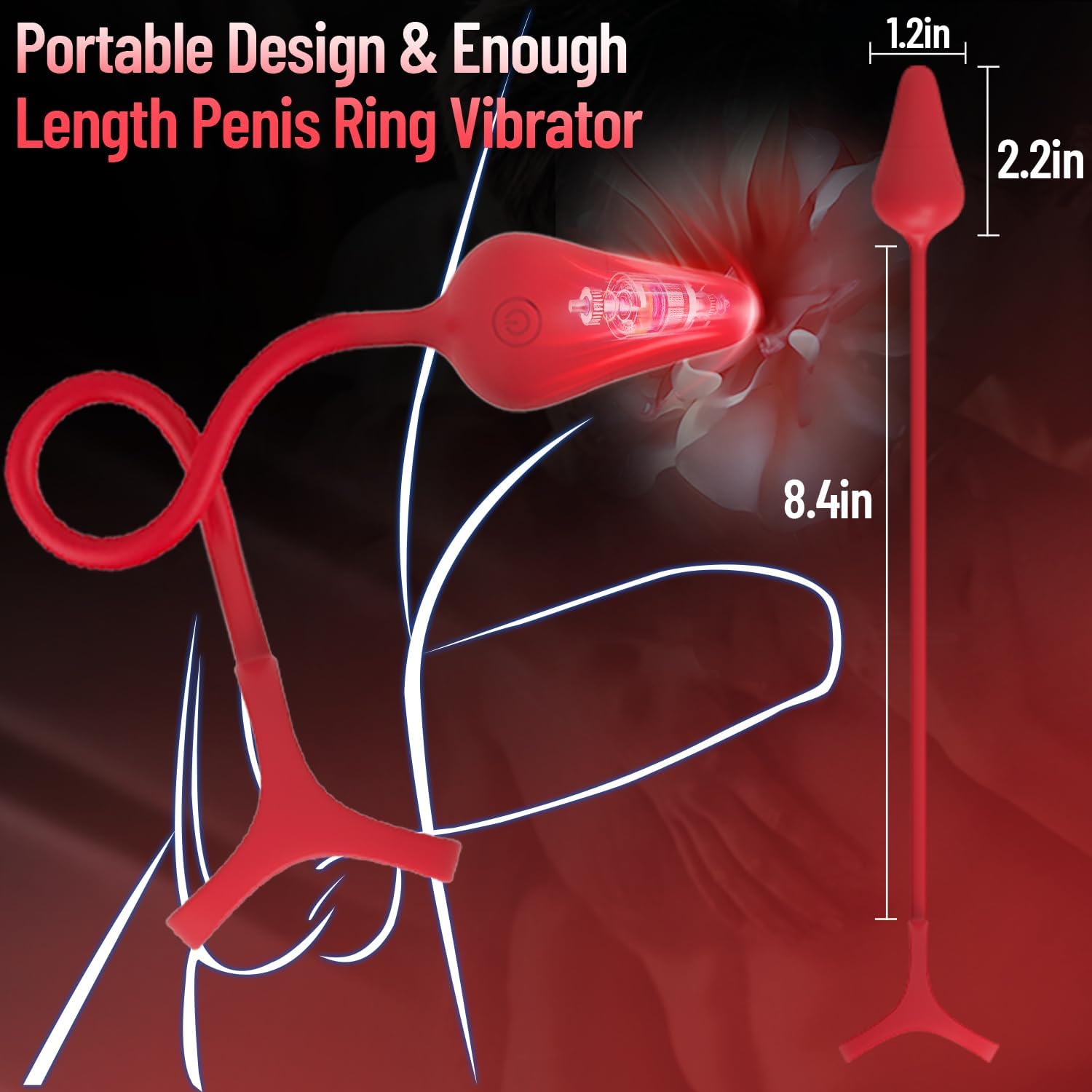 2 in 1 Long Vibrating Cock Ring with Anal Plug, Soft Silicone Penis Ring Couples Sex Toys, 10 Vibration Modes G Spot Vibrator Male Sex Toys with Remote Control, Waterproof Anal Sex Toys for Pleasure