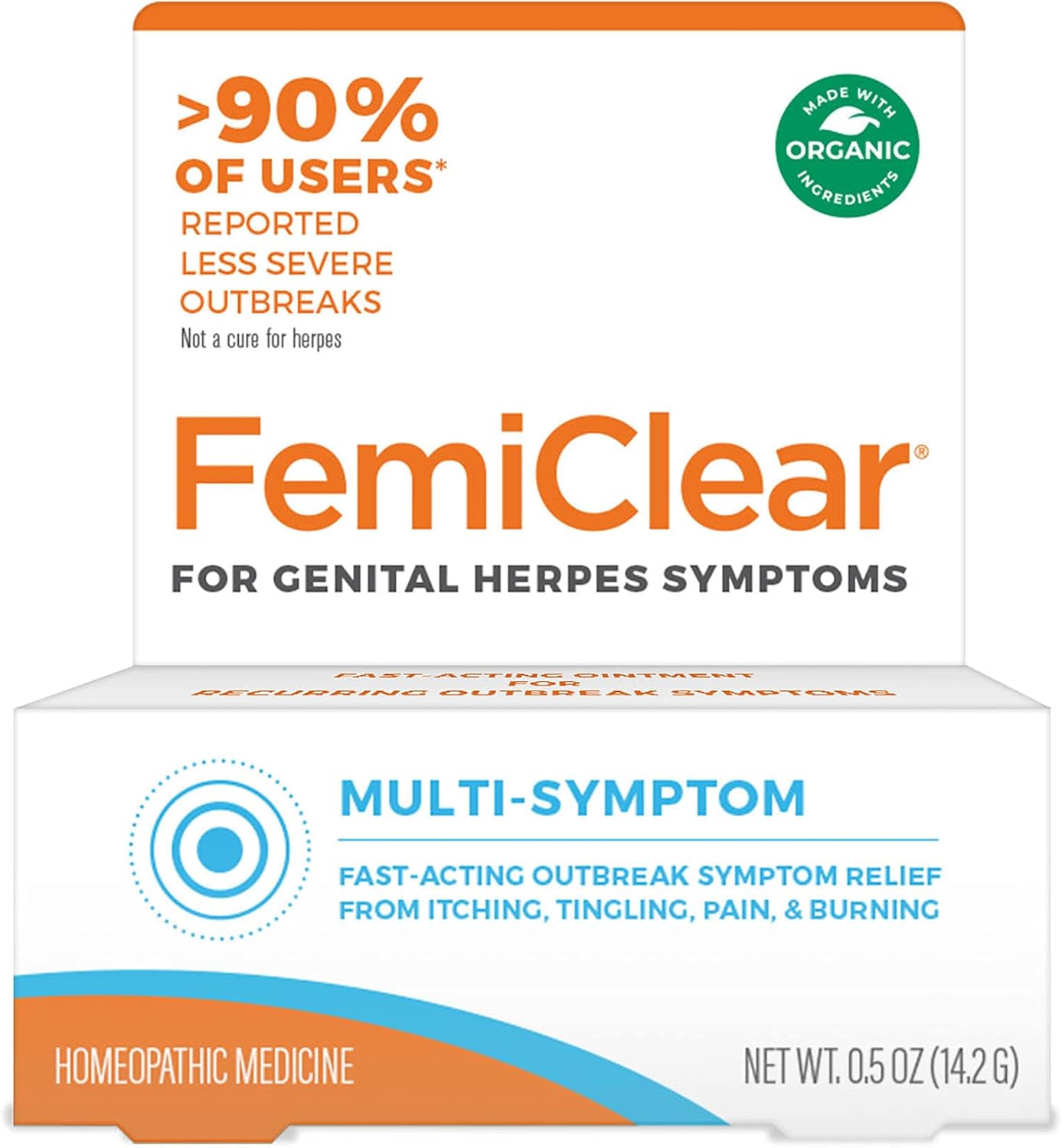 FemiClear, Genital Herpes Symptoms Cream Multi-Symptom, 0.5 Ounce