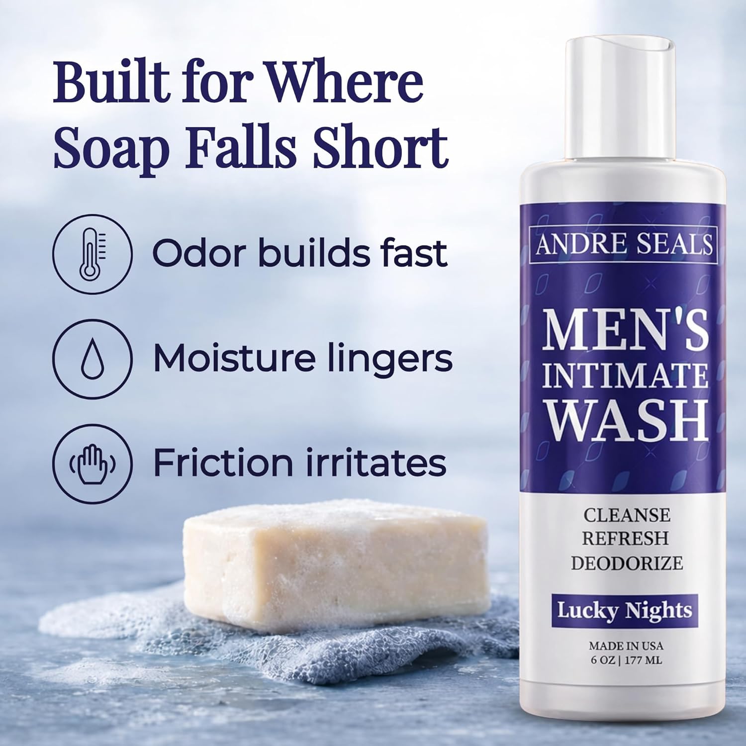 Intimate Wash for Men – Clean, Comfortable Male Hygiene Cleanser, Rich Lather for Daily Freshness | Lucky Nights Scent