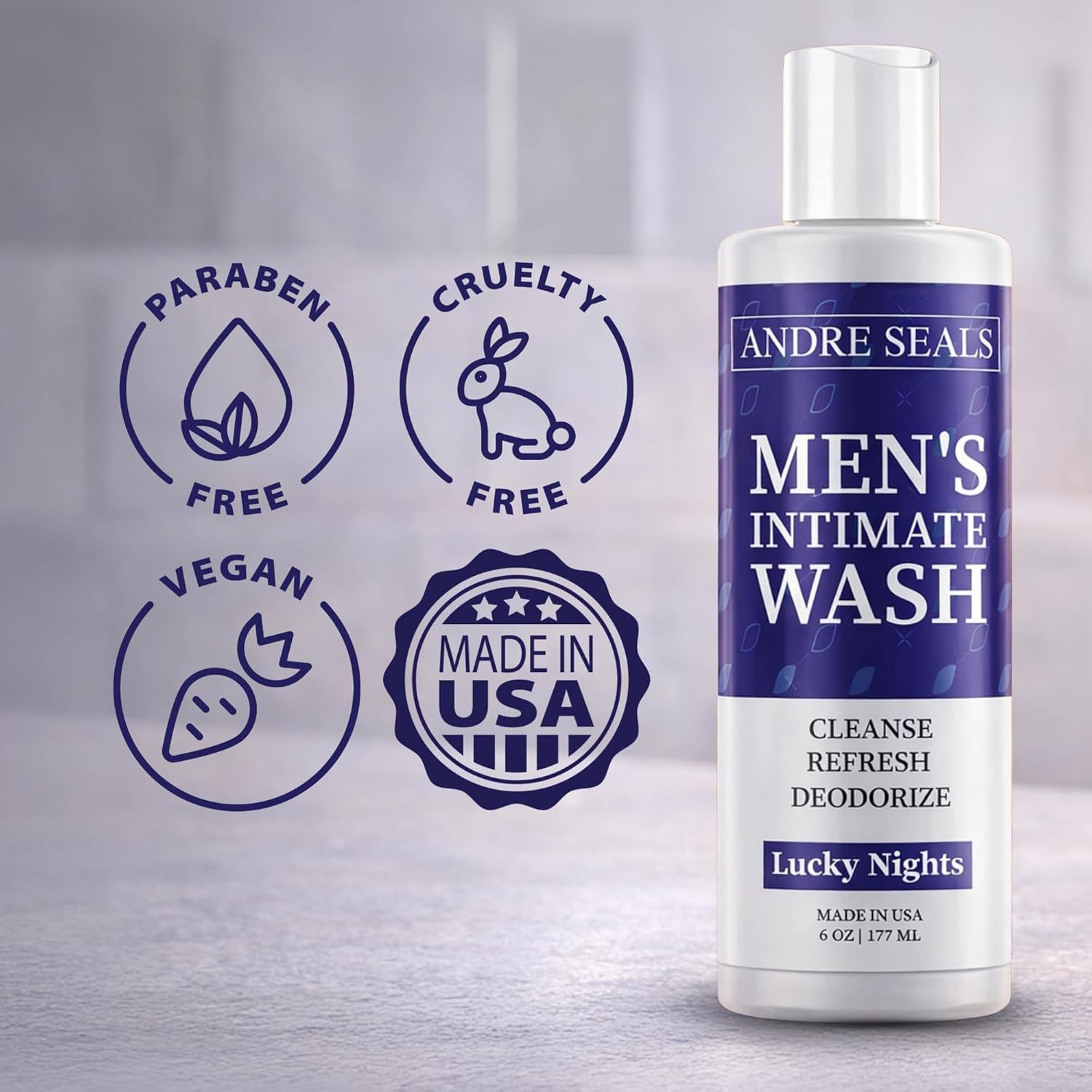 Intimate Wash for Men – Clean, Comfortable Male Hygiene Cleanser, Rich Lather for Daily Freshness | Lucky Nights Scent